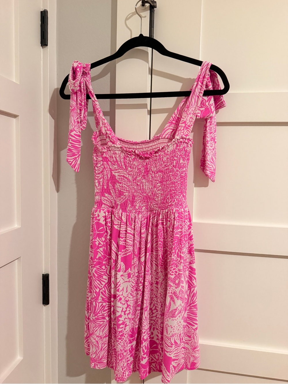 Lilly Pulitzer Pink and White Smocked Floral Sundress